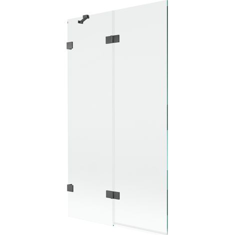 Mexen Lunar Badewannen-Faltwand 2-flügelig links 100 x 150 cm, transparent, gebürstetes Gun Grau - 897-100-100-66-00-L