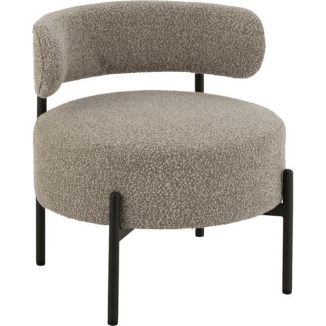 Fauteuil lounge en métal noir et bouclette - GERDA (1/5)