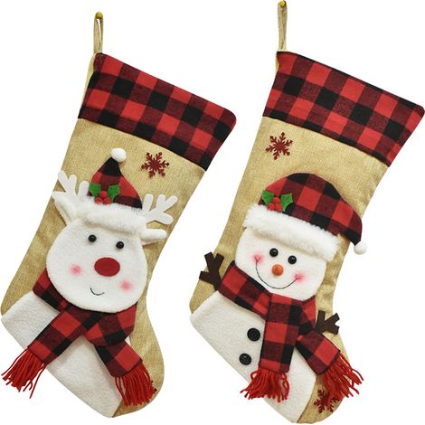 Chaussette De Noël - En Toile De Jute Et Non Tissé - Design 3D Avec Anneau De Suspension - Pour Décoration Intérieure - Par Lot De 1 (1/5)