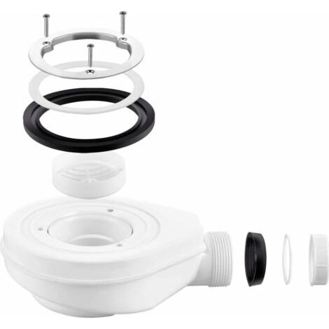 Duschwannen-Ablaufset, Duschablauf mit Siphon, mit Haarfilter, Duschwannen-Ablaufloch-Set, Weiß (1/4)