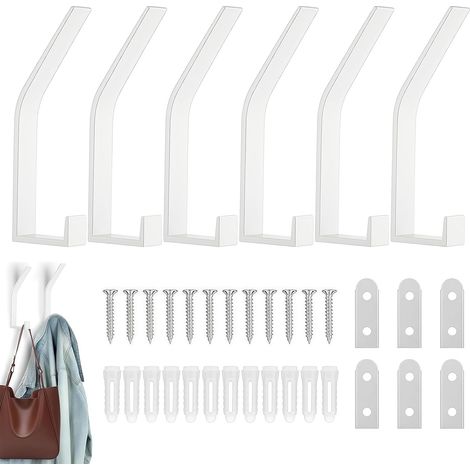 6 Pièces Porte Manteau Mural, Crochet Porte Manteau, Métal Double Patères Murale, Crochet Mural Vis Invisibles Moderne pour Vestes, Manteaux, Vêtements, pour Salle de Bain, Chambre, Porte, Placard