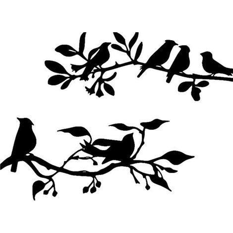 2-teiliges Wanddekor aus Metall: Liebesvögel auf einem Ast, Baumdeko, Vogel-Gartendeko, Schilder (1/4)