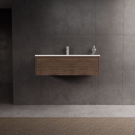 Inda - Mobile bagno L.100 con lavabo lucido / Rovere castano 1