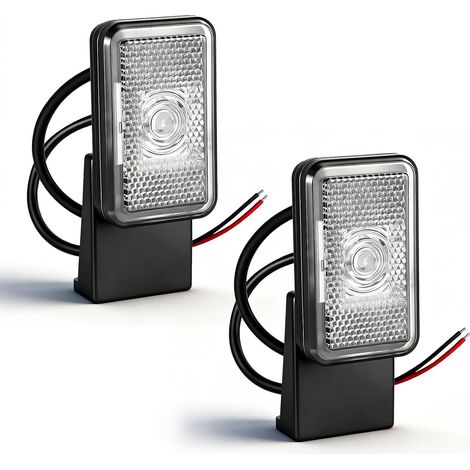 2 feux de position latéraux à LED blancs pour remorque, avant et clignotants latéraux pour camion 12/24V avec réflecteur, pour camping-cars, fourgons, bateaux, caravanes (1/5)