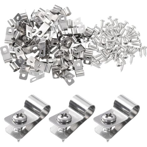60Pcs Clips de Clôture en Fil de 0,24" en Acier Inoxydable Pince de Fil de Clôture Agricole avec 60 Vis pour Fixer Des Fils de Calibre 12-16 à Une Clôture (1/5)