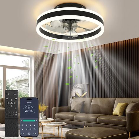 Ventilateur de Plafond, 40cm Ventilateur Plafond avec Lumiere Silencieux, 6 vitesses de, intensité variable, 3 couleurs pour toutes les saisons