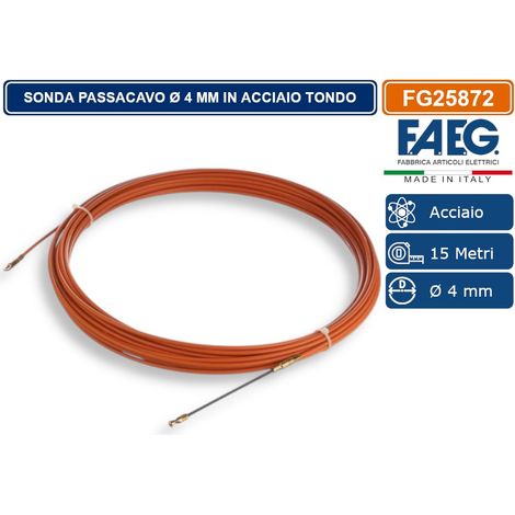 FAEG - FG25872 SONDA IN ACCIAIO TONDO RIVESTITO IN NYLON PA Ø 4MM CON TERMINALI SVITABILI M5 COLORE RAL 2003 LUNGHEZZA 15 METRI (1/5)
