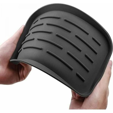 1PC Silicone Drain Mat - Sink Storage Box for Sponges, Brushes, Soap, Wine Glass Drying Mat, Non-Slip Sponge/Sink Holder (Black) MUMU (1/4)