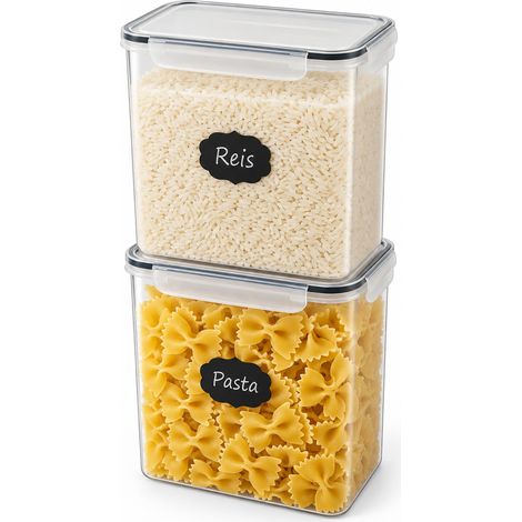 Relaxdays Botes Herméticos para Cocina Set de 2 Tarros Grandes de Almacenamiento, Plástico, 9,5 L, Transparente (1/5)