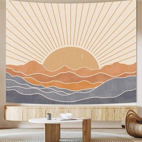 Tapiz de pared estilo bohemio - Sol arcoíris - 71x90 cm - Amarillo (1/5)