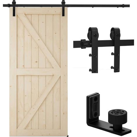8ft/243cm Hardware Sliding Door Rail Kit with Barn Door Floor Guide Rail Kit J-Shape (1/5)