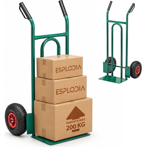 Carrello Portapacchi per Trasporto Universale con Ruote Pneumatiche Max 200 kg (1/5)