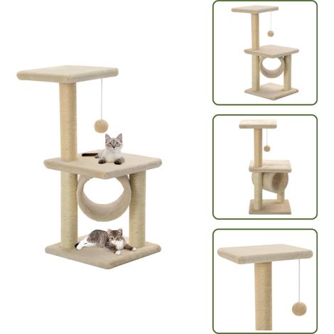 Poste de sisal - vidaXL Rascador para gatos con poste rascador de sisal 65 cm beige - Poste de gato