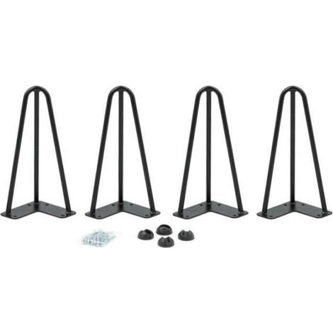 Pied de Table - NUO - Epingle à Cheveux - Acier Noir - Lot de 4 - Charge 150 kg (1/4)