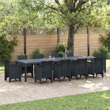 Gartentisch Anthrazit 350 x 100 x 74 cm Poly-Rattan (1/5)