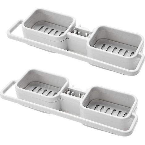 2pcs Faucet Sponge Storage Rack Soap Towel Holder Sink Draining Organizer For Kitchen Bathroom (1/5)
