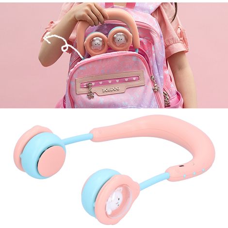 Kinder-Nackenventilator, tragbarer Mini-Elektroventilator, wiederaufladbar per USB, für Zuhause, Outdoor-Aktivitäten und Sport (rosa) (1/5)