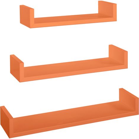 Estantes de pared conjunto de 3 pc mod. Calamita Naranja
