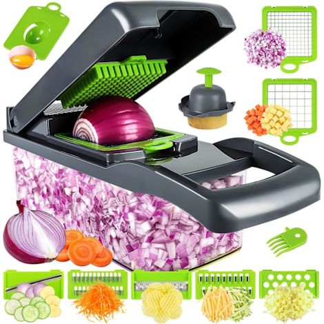 Hachoir de cuisine acier inoxydable 1.2 L 8 lames 13 en 1 (1/4)