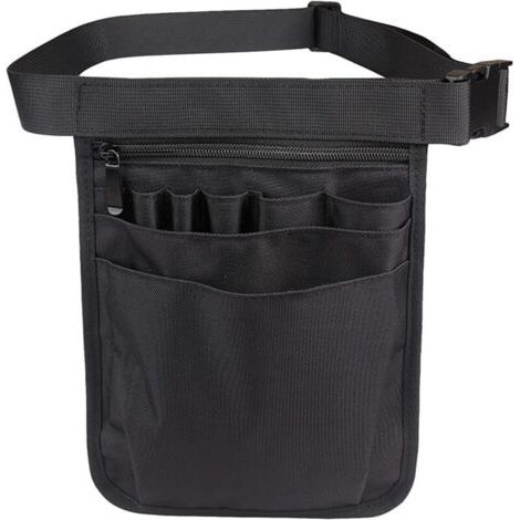 QORVA-Sac à outils multifonctionnel, ceinture, pochette à outils, sac de rangement noir avec ceinture réglable pour jardiniers (1/5)
