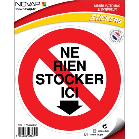 Panneau Interdit de stocker ici - Vinyle adhésif Ø180mm - 4035697
