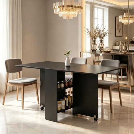 Table multifonctionnelle avec rallonge et roulettes, table à manger extensible, table pliante, table à manger flexible (uniquement avec 1 table à manger) (1/5)