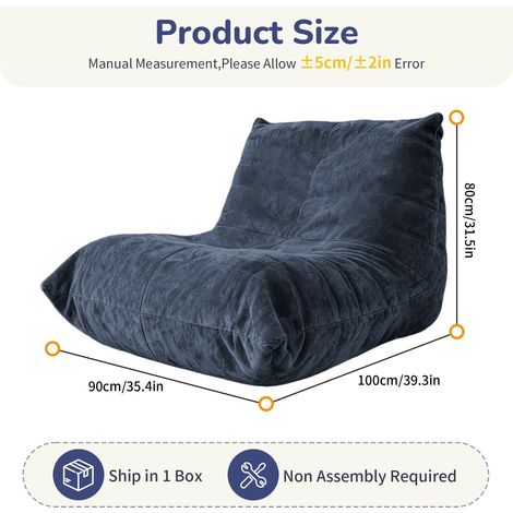VVBV Canapé, 90 x 100 x 80 cm, tissu, bleu, assise confortable, pour salon (1/5)