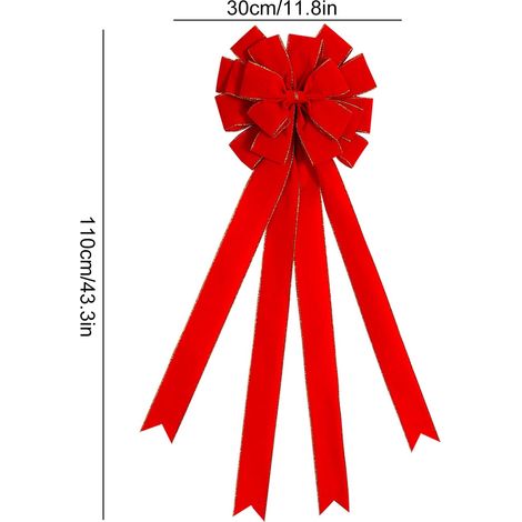 Ribbon - Ruban De Noël En Tissu Non Tissé - Pour Arbre De Noël Porte Mur - 110 X 30 Cm - Rouge - 1 Pièce (1/5)
