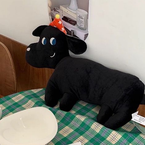Coussin/oreiller en peluche créatif, drôle et mignon pour filles - noir (1/5)