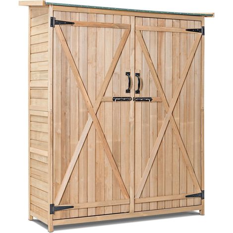 Outdoor Storage Shed Garden Patio WoodenTool Cabinet W/Double Doors Lockable