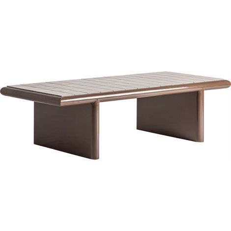 Table basse contemporaine bois et céramique - marron et brun clair (1/5)