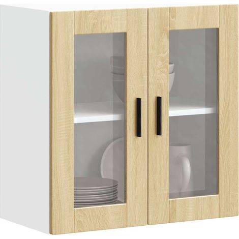 vidaXL Armoire murale de cuisine et porte en verre Porto chêne sonoma