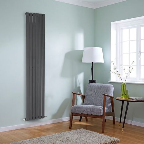 NRG Flat Panel Radiator Designer Column Bathroom Central Heating Anthracite Single 1800x408mm