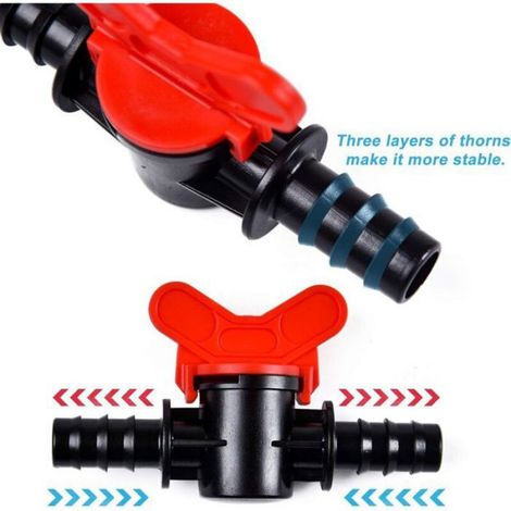 Vanne Arrêt Irrigation - Vanne Bille Barbelée - Pour Tube PE 16 mm - 20 Pièces (1/5)