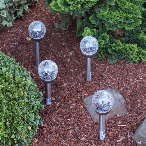 Best Season LED Solar-Stäbe mit Kugel, 4er Set, Silber (1/5)