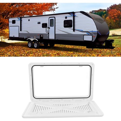 Grille de ventilation de climatiseur pour camping-car/caravane, couvercle linéaire blanc avec orifice d'inspection étanche verrouillable (011214) (Surdimensionné) (1/5)
