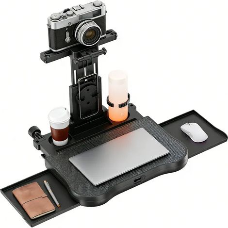 Table de voiture pliable réglable en hauteur, Hoyiyobi – Table multifonction pour ordinateur portable 15,6", support boisson & téléphone, charge max 20 kg, pour auto, voyage et bureau (1/5)