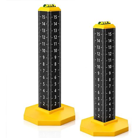 (2 Pièces) Règles de Nivellement de Carrelage et Plafond, Jaune et Noir Règle de Hauteur avec Base Magnétique, Menuiserie, Sol et Carrelage (1/5)