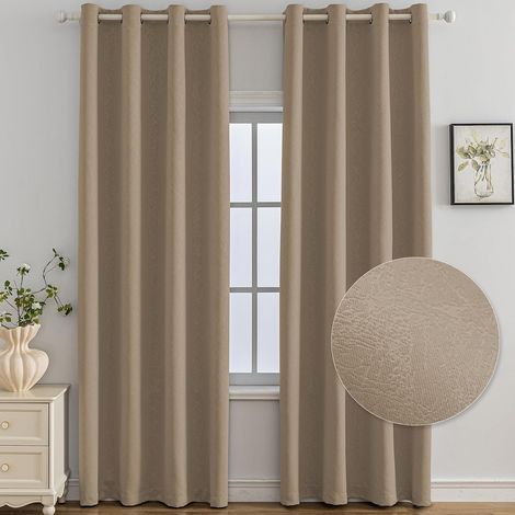 Set of 2 Blackout Curtain, 140 x 300 cm, Thermal Insulating Curtain, Anti-Cold and Heat with Eyelets, Light Insulation, Anti-UV Decoration for Home, Bedroom, Living Room, Interiors (1/5)