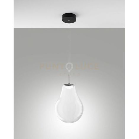 NOA SOSPENSIONE TRASPARENTE 1 LUCE IN VETRO ATTACCO LED CCT 14W - 1510 lm- 2700K - 3000K - 4000K DIMMERABILE