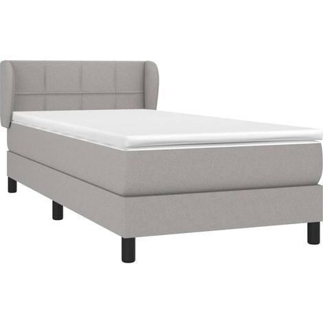 Sommier à lattes de lit et matelas Gris clair 90x190 cm Tissu vidaXL (1/5)