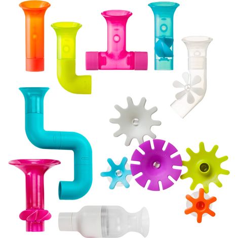 Boon Pipes Cogs Tubes Baby Bath Toy Bundle Bath Accessories for Babies and Toddlers Multicoloured Toddler Bath Toys for Boys and Girls Suitable for 1, 2, 3 & 4 Year Olds, Multi-Colour (1/5)