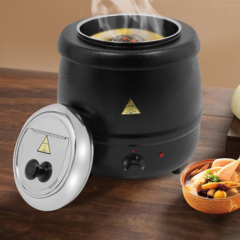 Olla eléctrica para sopa de 10 litros con tapa abatible y cubierta resistente al calor hasta 80 °C, con recipiente interior extraíble de acero inoxidable. Ideal para celebraciones familiares (1/5)