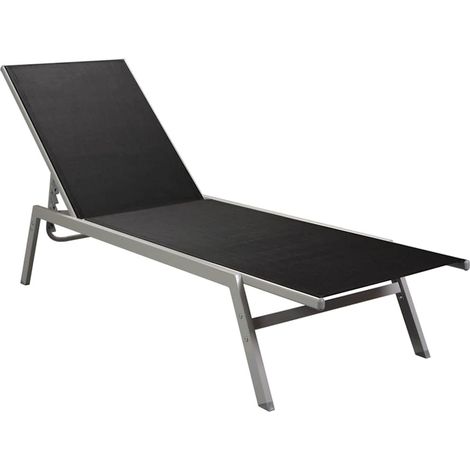 Chaise longue, Fauteuil Relax, pour Jardin Balcon Camping, Acier et textilène Noir OIB9672E (1/5)