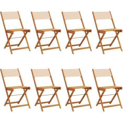 Maison Exclusive - Gartenstühle 8 Stk. Klappbar Beige Stoff und M (1/5)