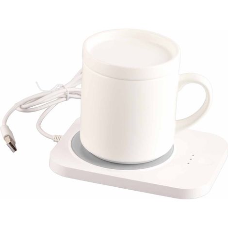 Chauffe-tasse à lait USB 55 °C avec 3 réglages de température, idéal pour la maison et le bureau (blanc). (1/5)