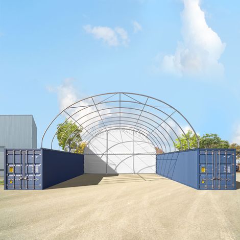 Rückwand für Container Überdachung 10m Breite, PRIMEtex 2300 PVC Plane, weiß