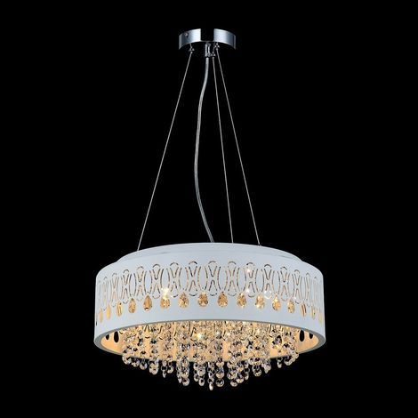 Italux Doris - Luminaire suspendu moderne chrome à 4 ampoules avec abat-jour blanc, transparent, G9