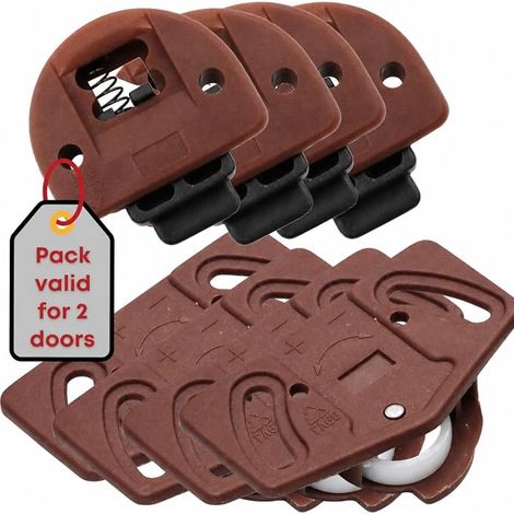 Set of 4 castors for sliding doors and sliding door guides. Kit with mechanism valid for 2 doors. Guide system for built-in cupboards, furniture. (1/5)