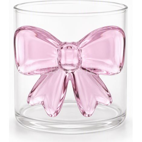 Verre à boisson 400 ml à nœud papillon rose — verre à jus et lait style princesse (1/5)